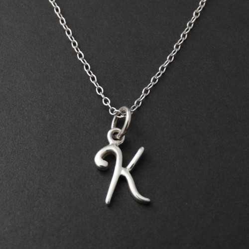 Sterling Silver Tiny Letter K Necklace FashionJunkie4Life
