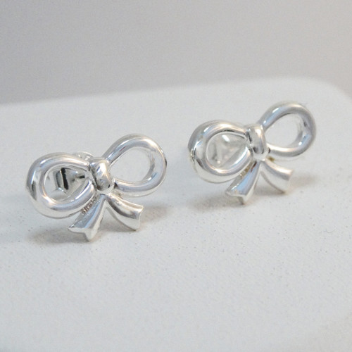 925 Sterling Silver Bow Stud Earrings