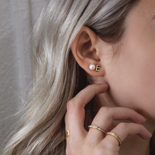ABC Initial Earring Set 14k Gold