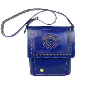 womens leather shoulder bag Blue