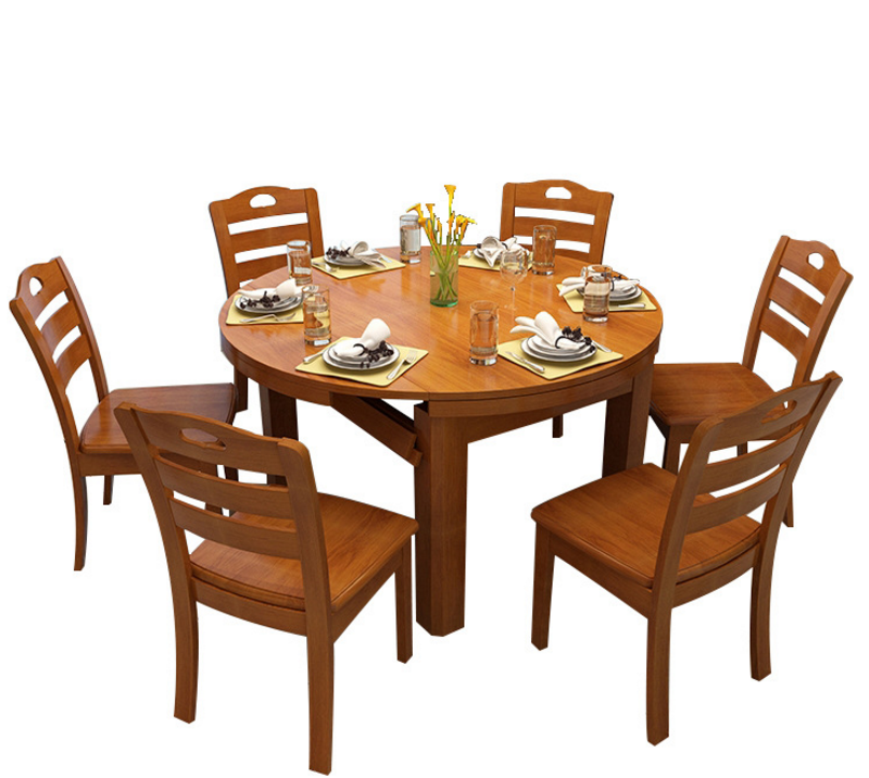 Hard Wood Folding Dining Table 6 Chairs