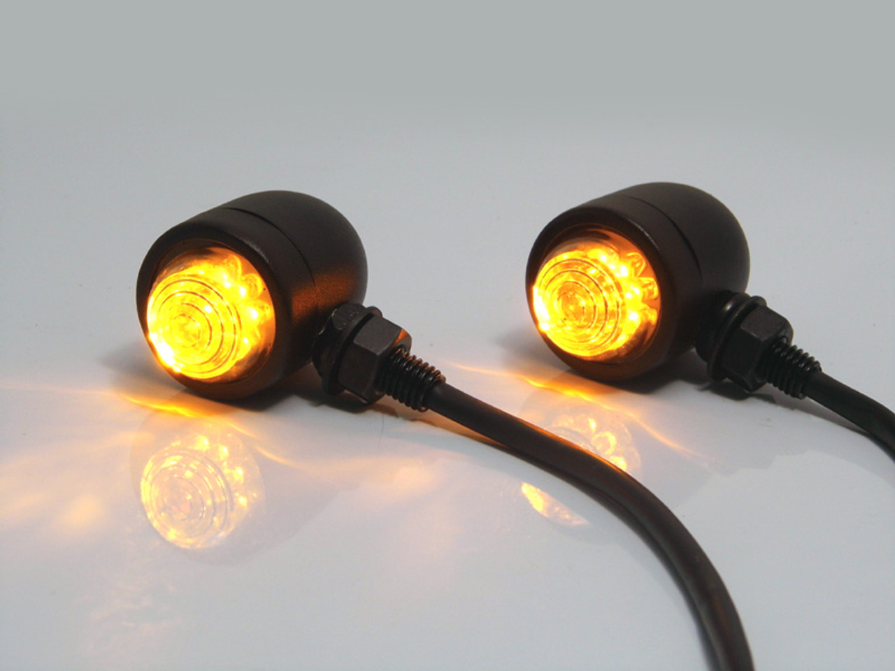 Motorcycle LED Indicators / Turn Signals - Matte Black Custom Aluminium