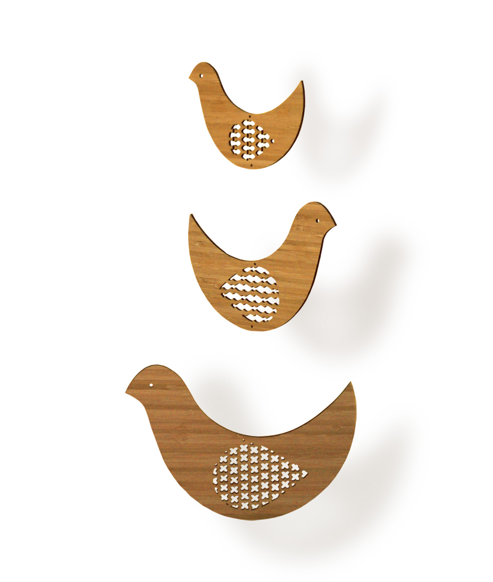 Petit Collage Bird Trio Mobile