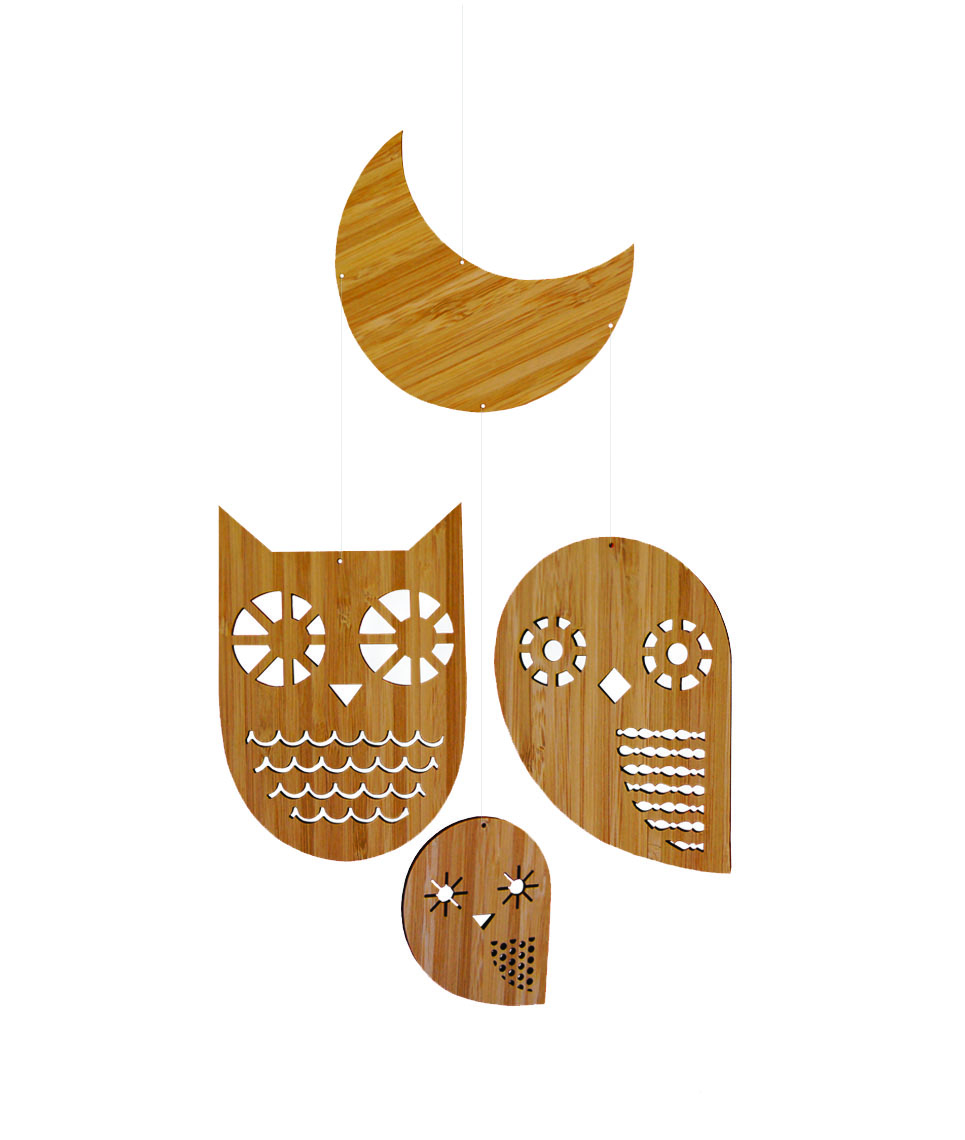 Petit Collage Owl Family Mobile