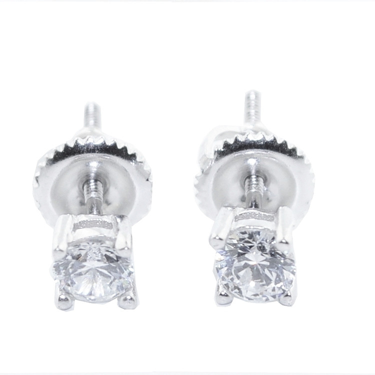 4MM Round Studs Iced Out Classic Earrings 925 Sterling Silver