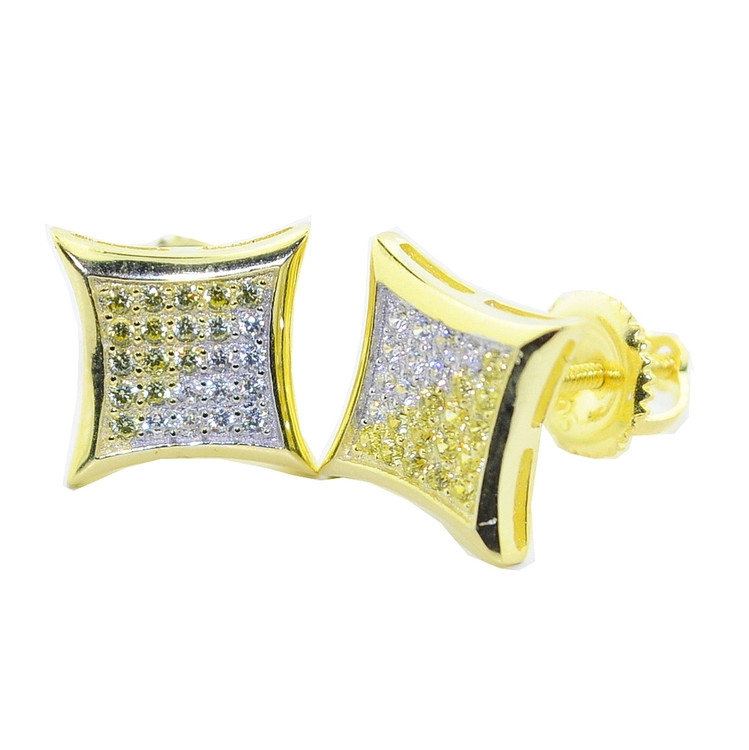 Mens Hip Hop 9mm Kite Iced Out White Lemonade Bling Earrings
