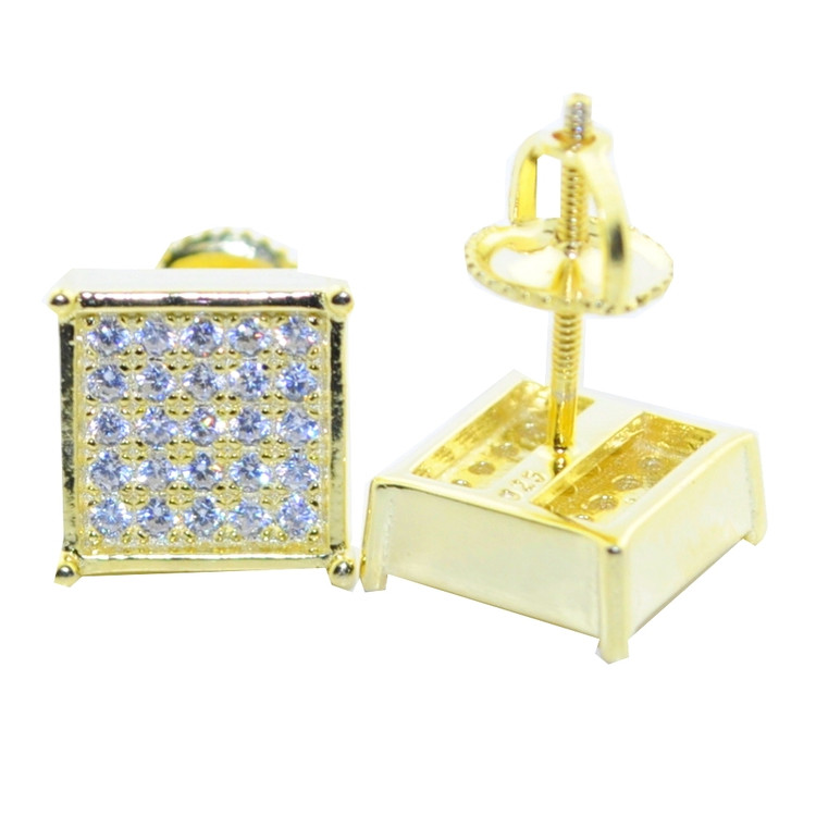 Mens Iced Out 9MM Simulated Diamond Stud Micro Pave Earrings