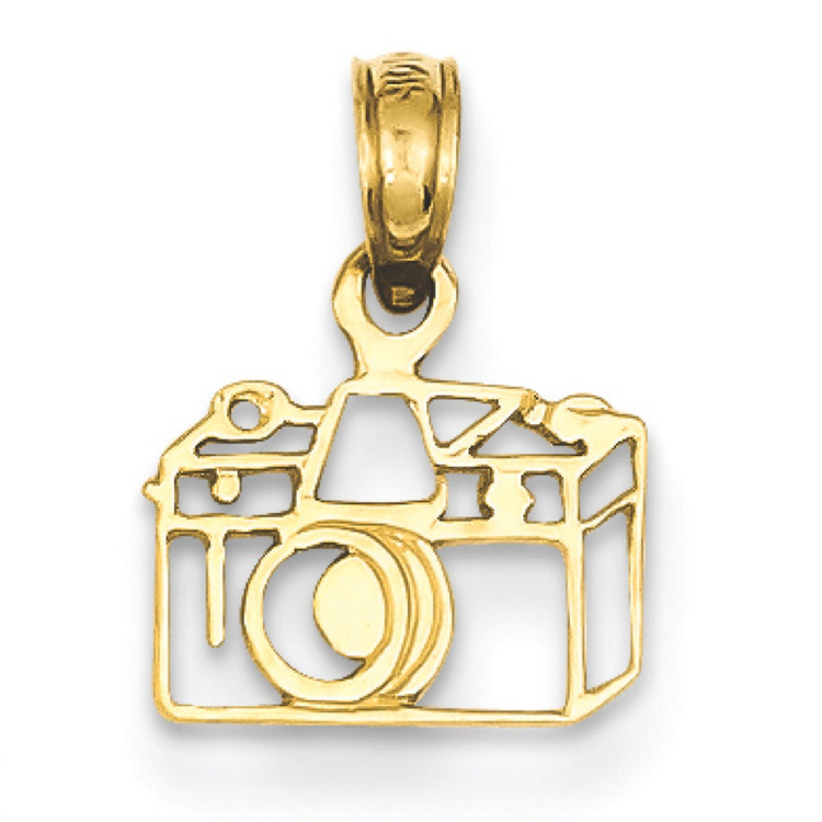 14k Yellow Gold Outlined Camera Charm Pendant