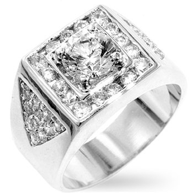 Iced Out Brilliant Men's Diamond Cz Bling Ring