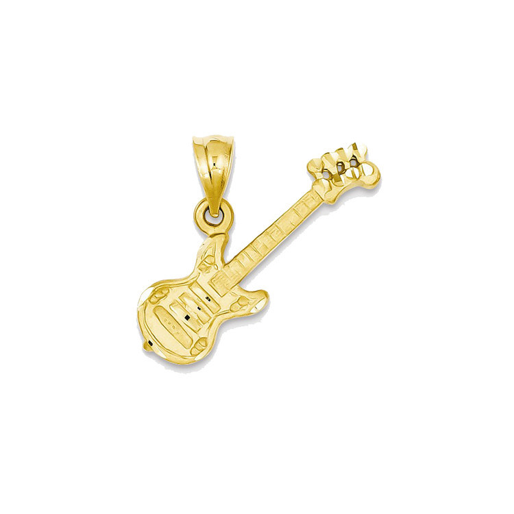 Mens 14k Yellow Gold Electric Guitar Bling Jewelz Pendant