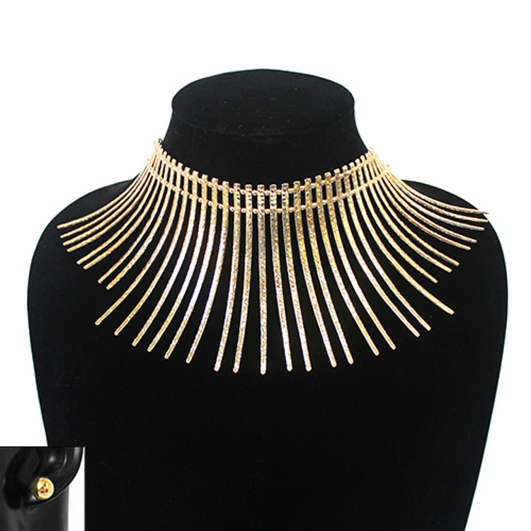 Womens Sexy Flat Wire Choker Chain Necklace Earrings Set