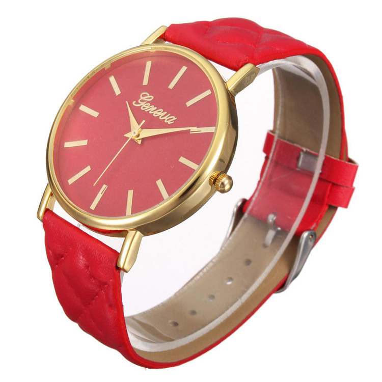 Ladies Casual Geneva Roman Leather Band Analog Quartz Watch