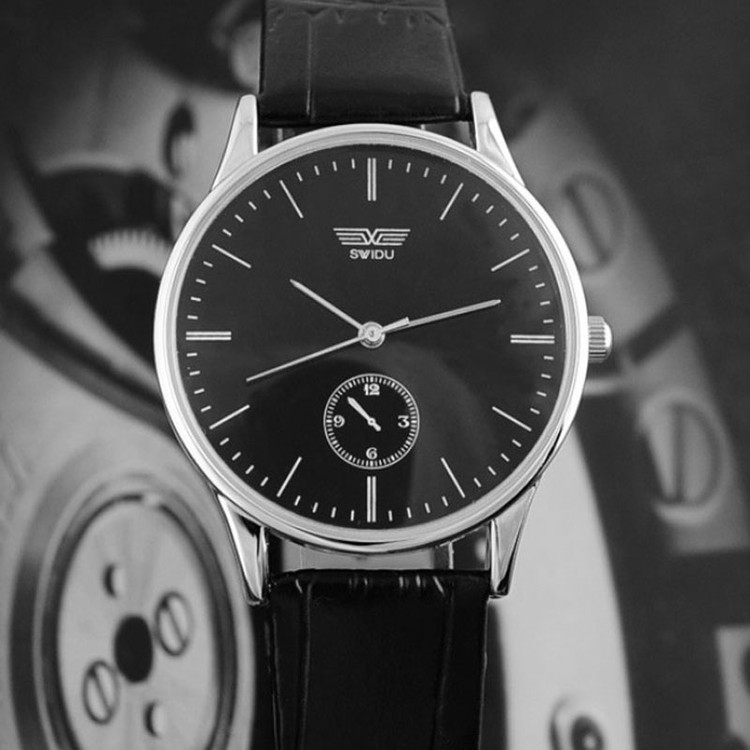 Mens Classic Quartz Analog Leather Strip Wrist Watch