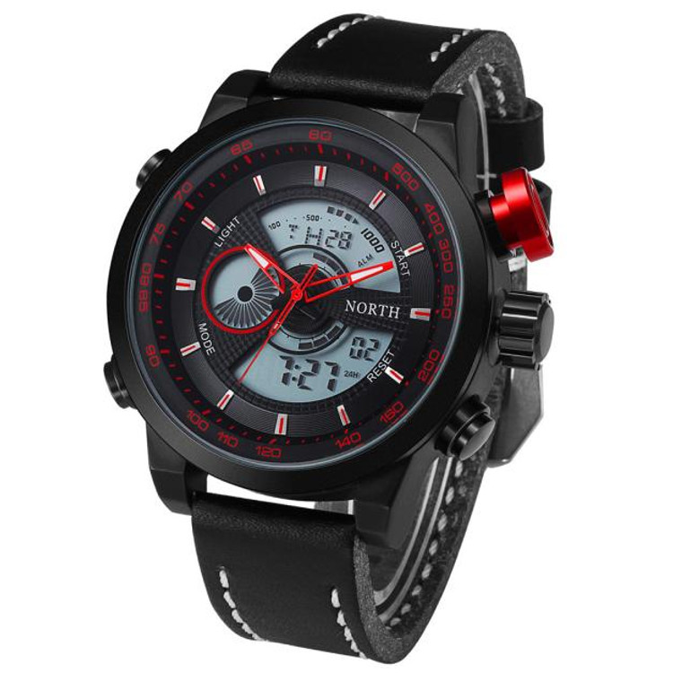 Time Zone Leather Digital Hip Hop Watch