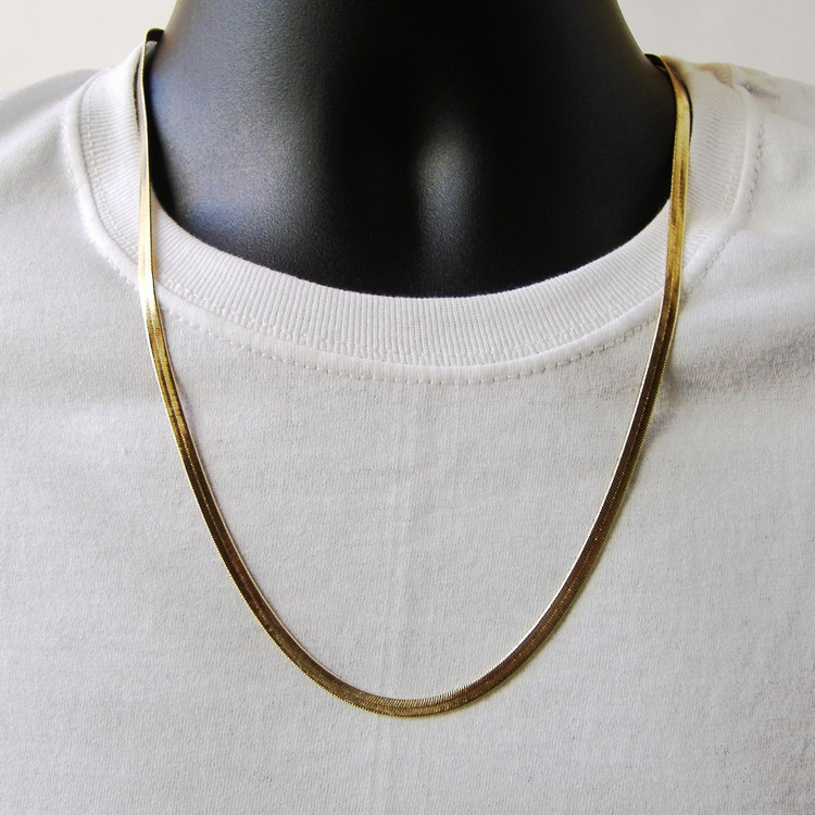 14k Gold 4mm 24 Inch Gold Herringbone