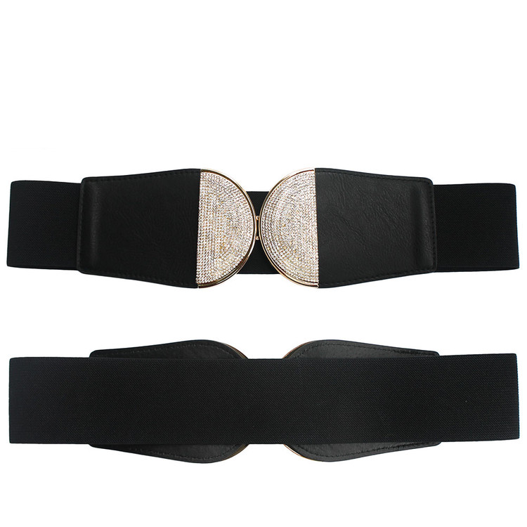 Ladies Crystal Corset Over Shirt Belt Black