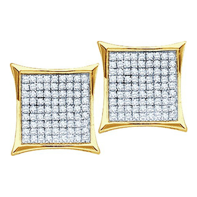 10k Iced Out Yellow Gold 0.05 CTW Diamond Micro Pave Stud Earrings