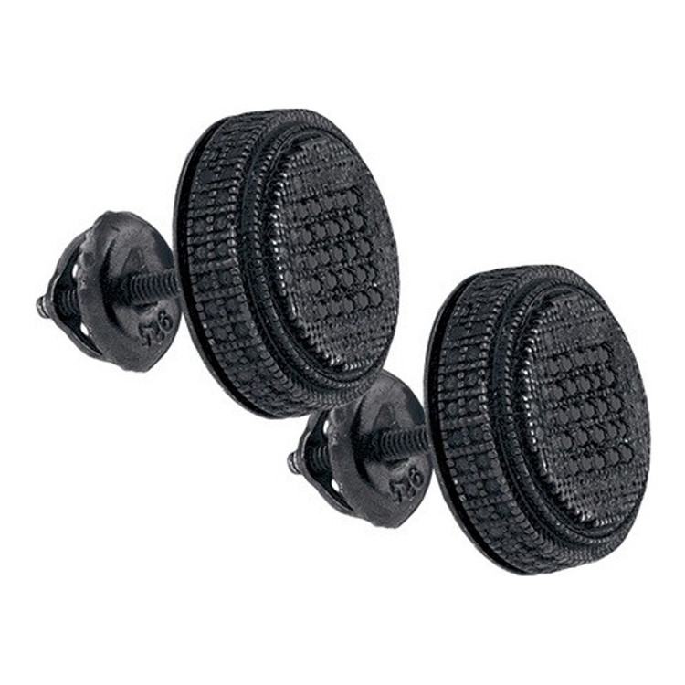 Iced Out Black Sterling Silver Micro Pave Diamond Earrings 0.15CT