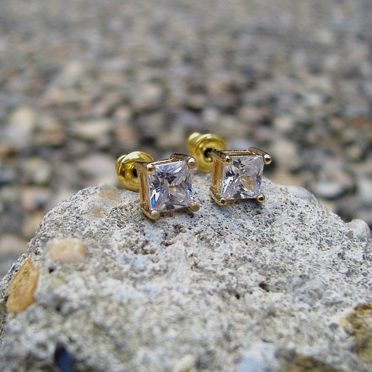 5mm Princess Cut Earrings