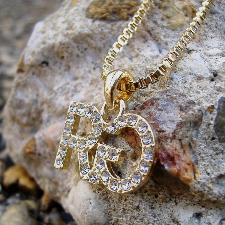 Hip Hop RG Rich Gang Simulated Diamond Micro Pendant Chain