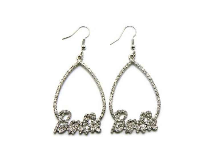 Silver Teardrop Barbie Diamond Cz Hip Hop Bling Earrings