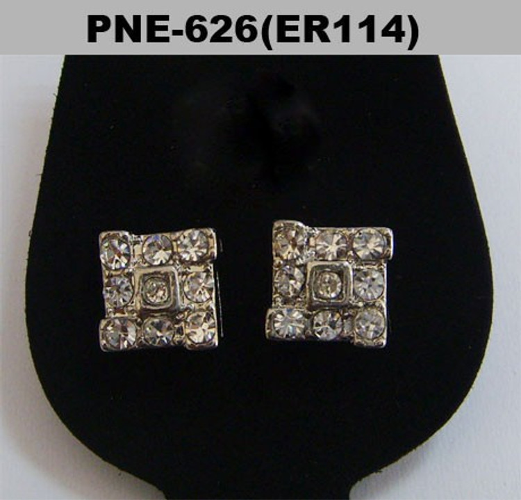 Square Tornado Rhodium Silver 9mm Hip Hop Earrings