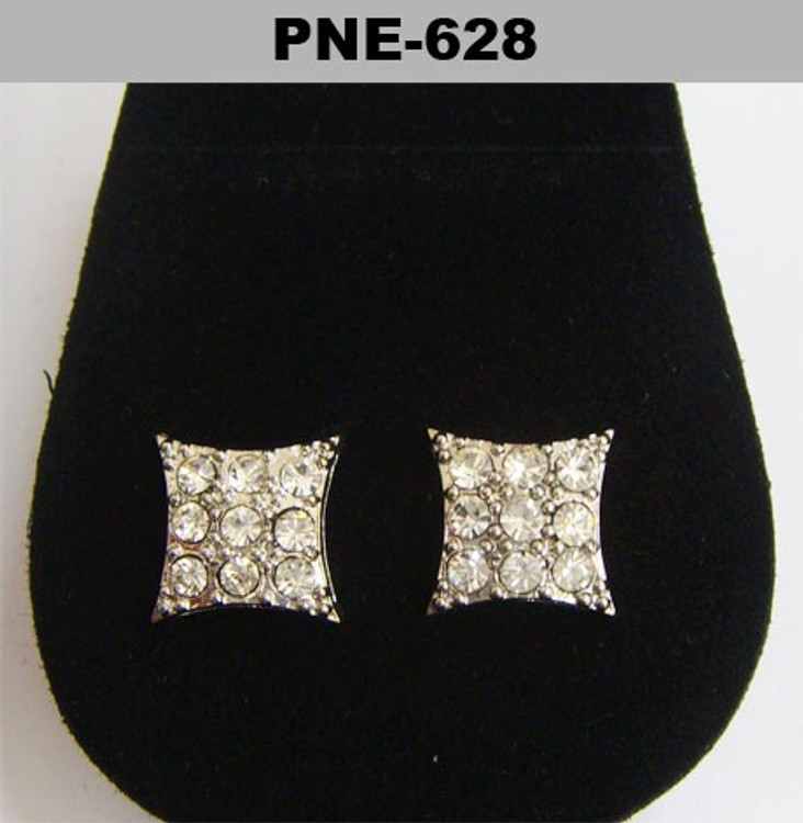 Nine Cut Rhodium Silver Kite Iced Out Diamond Cz Earrings