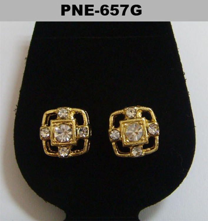 Mens Center Stone Gold Iced Out Cz Bling Earrings