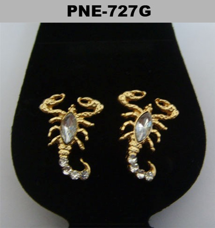 Scorpion Gold Iced Out Diamond Cz Bling Earrings
