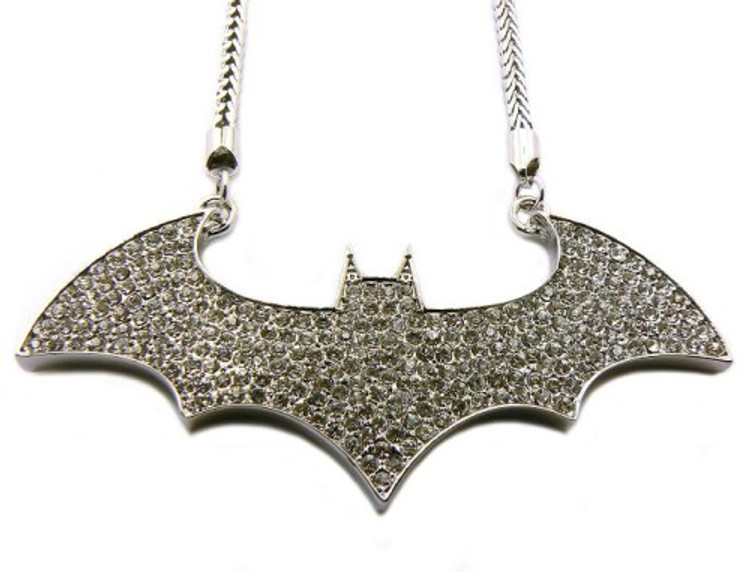 Silver Iced Out Batman Diamond Cz Bling Hip Hop Pendant