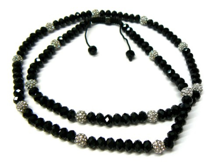 Mens Black Cz Clear Stone Hip Hop Disco Ball Chain