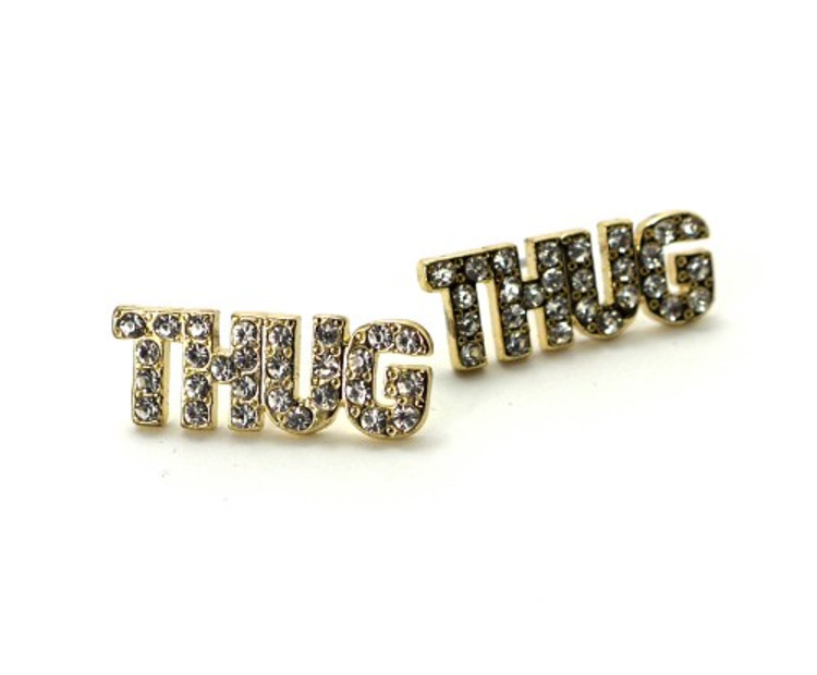 14k Gold Iced Out Simulated Diamond Thug Earrings