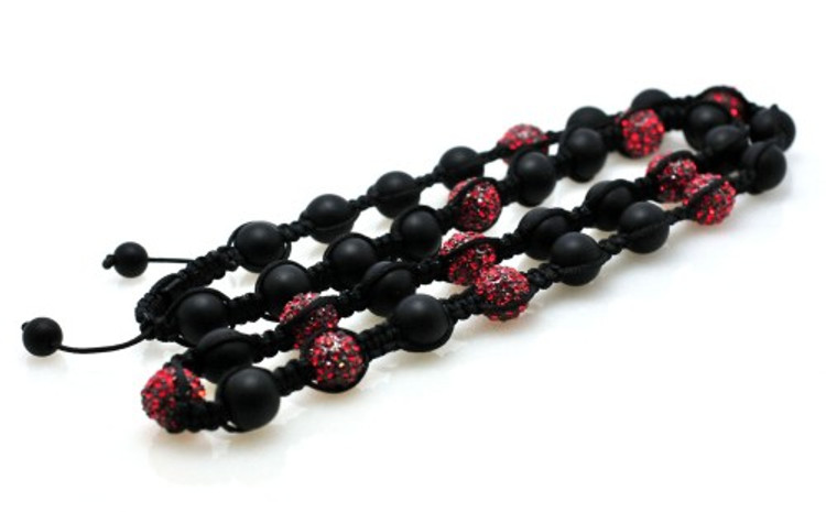 Hip Hop Red Cz Stone Matte Black Disco Ball Chain