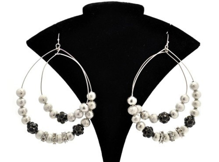 Fire Ball Cz Tear Drop Basketball Wives Style Earrings Silver