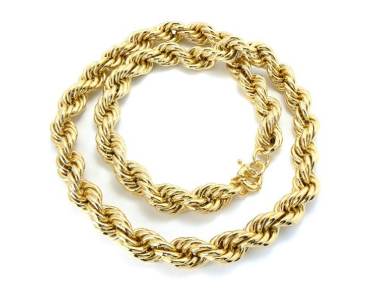 16mm 30 Inch Mens Gold Hip Hop Dookie Rope Chain Necklace
