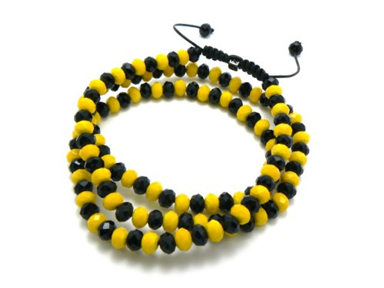 Mens Solitaire Cz Black & Yellow Disco Ball Hip Hop Chain Necklace