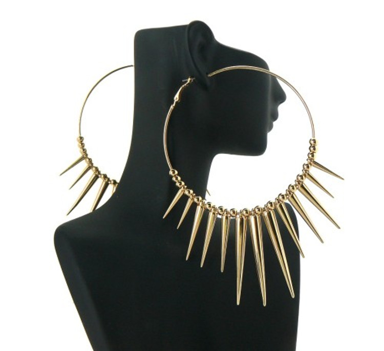 Spike Hoop Basketball Wives Earrings Gold
