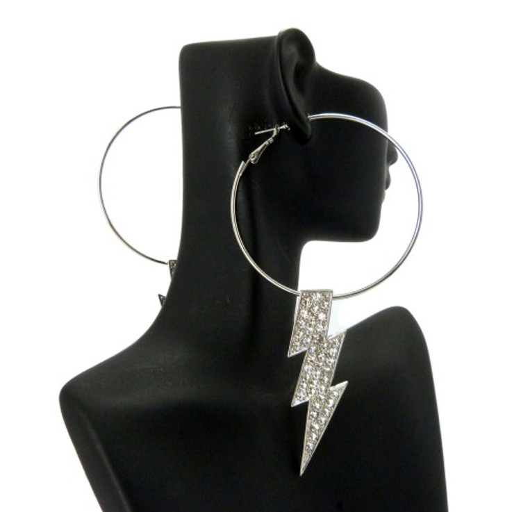 Poparazzi Lightning Bolt BBW Earrings Silver