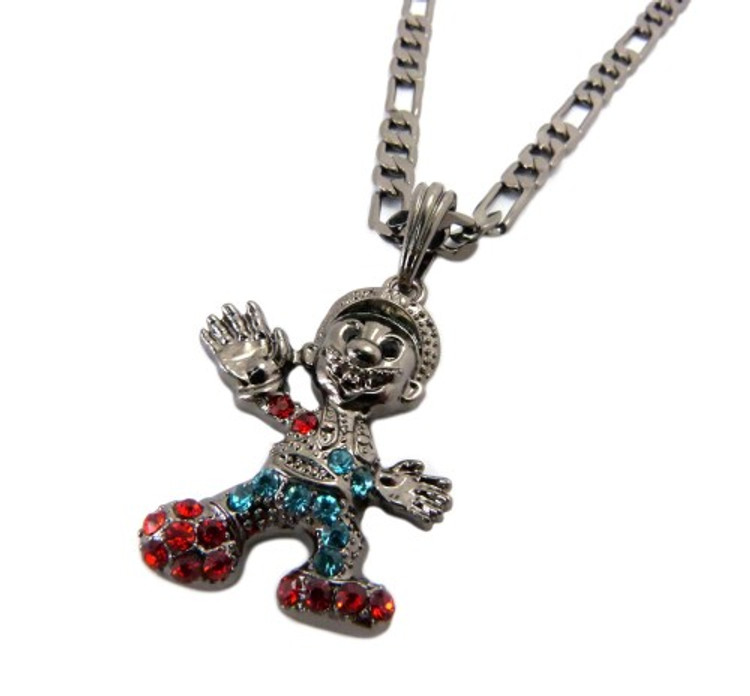 Diamond Cz Super Mario Iced Out Pendant Chain Black