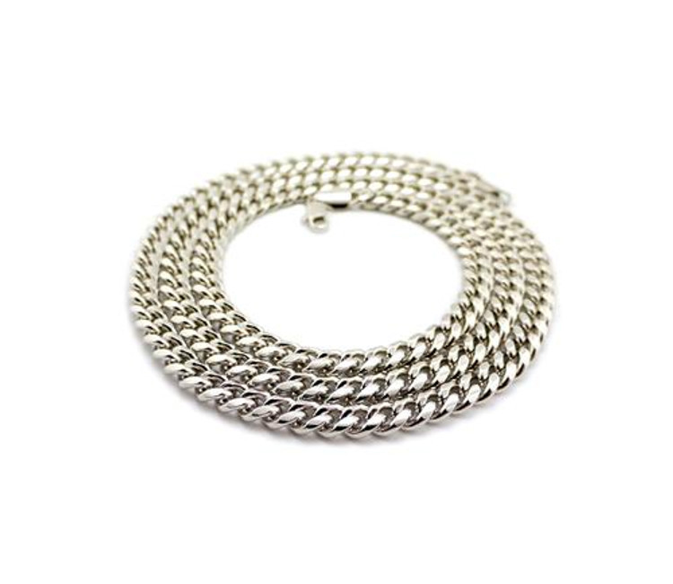 Miami Cuban Link Chain Necklace 36" Silver