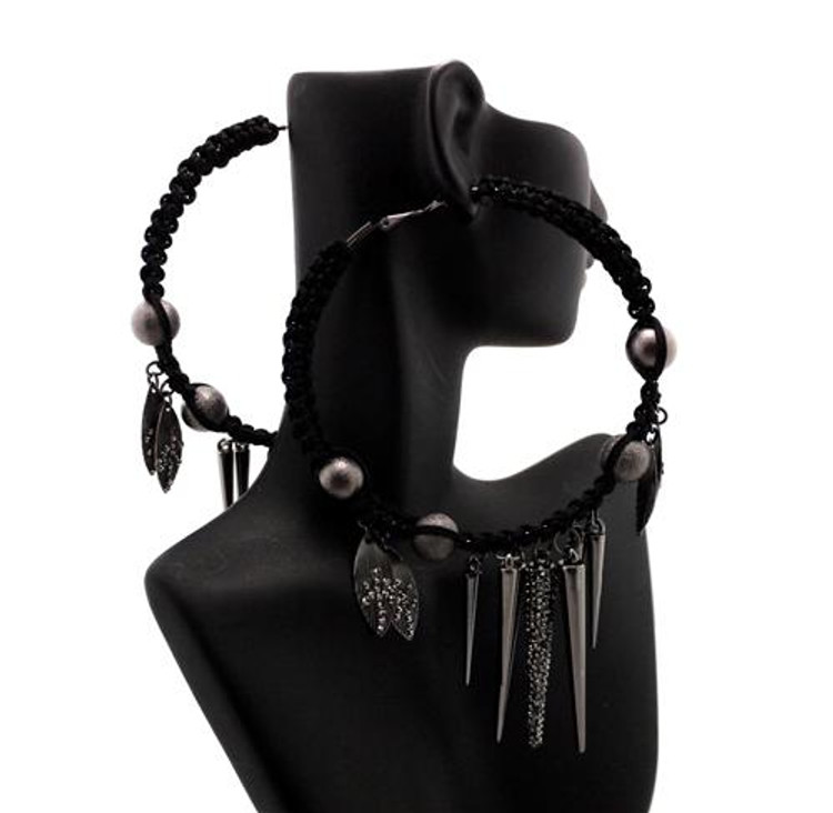Rope Arrow Style Basketball Wives Cz Earrings Black