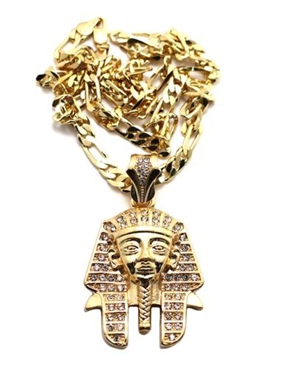 King Tut Hip Hop Pharaoh Pendant Gold Chain