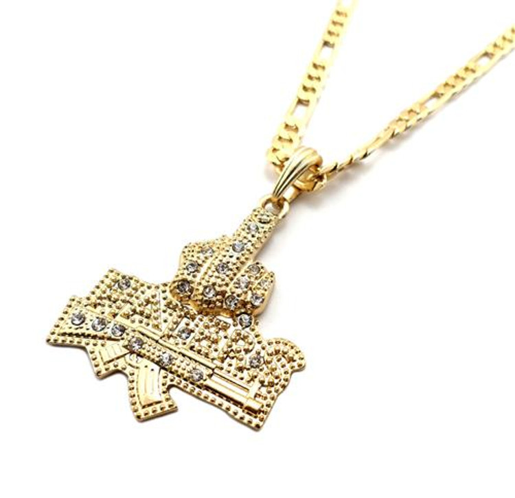 Iced Out Middle Finger To The Haters Pendant Gold
