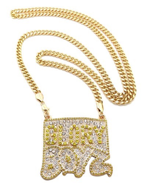 Iced Out CZ Glory Boyz Hip Hop Pendant Chain Gold