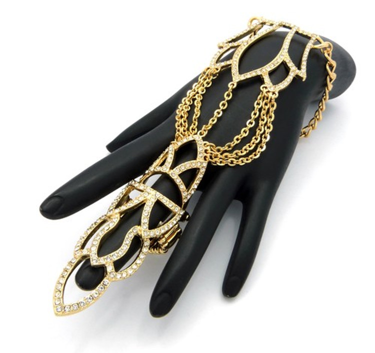 Women's Bling Hot Sexy Queen Crown Stretch Ring Bracelet Gold