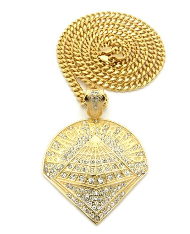 Chris Brown Inspired Black Pyramid 14K Gold Hip Hop Pendant