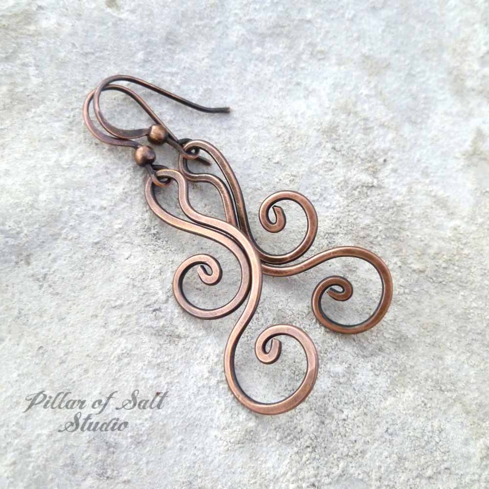 copper wire wrapped earrings