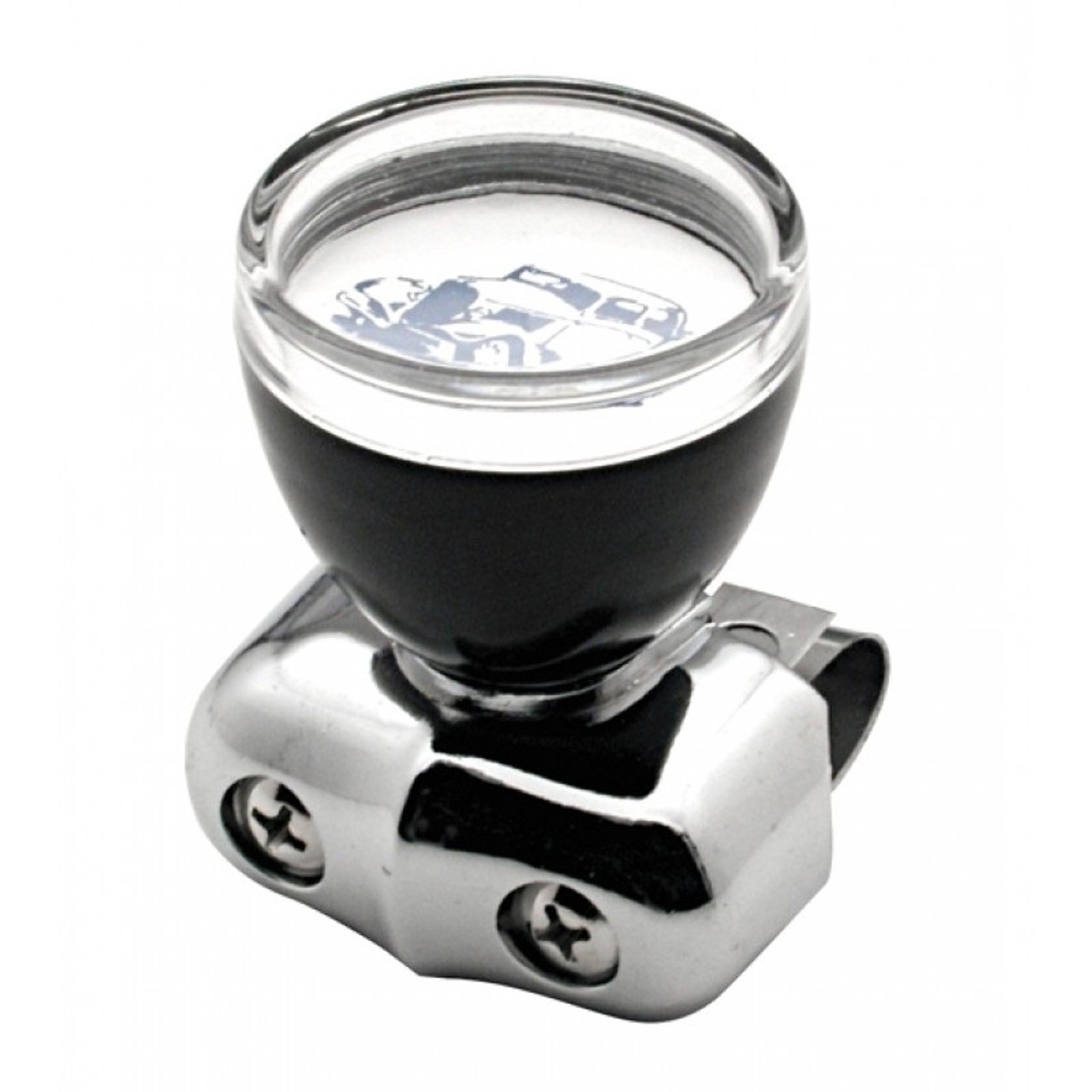 Chrome & Black Steering Wheel Spinner Brody Knob Suicide Clear Top For