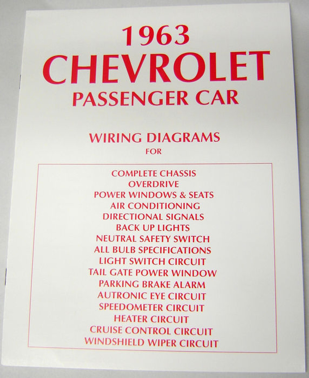 63 Chevy Impala Electrical Wiring Diagram Manual 1963