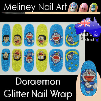 doraemon glitter nail wraps doraemon glitter nail wraps